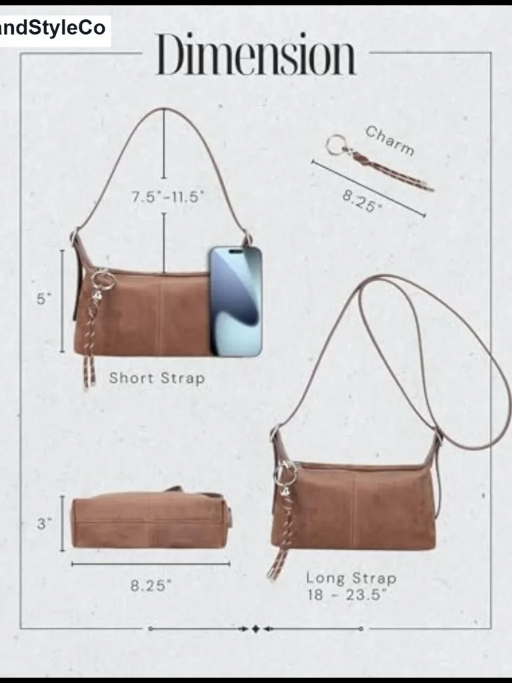 Suede Vegan Leather Small Crossbody Shoulder Bag with Adjustable Straps and